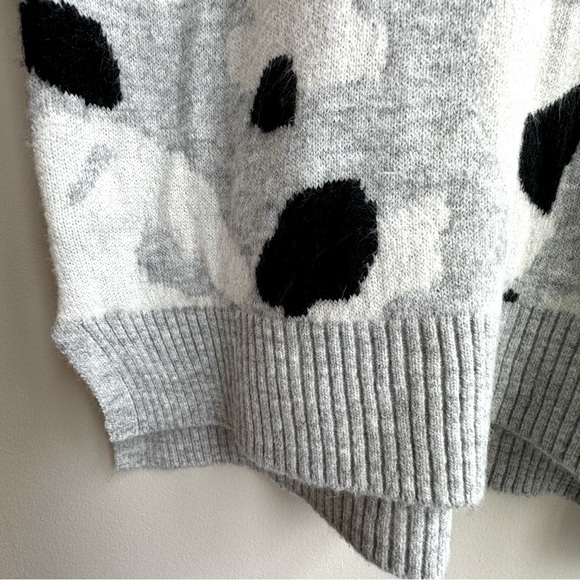 Animal Print Jacquard Funnel Neck Jumper Pullover Sweater Size Large - Picture 6 of 11